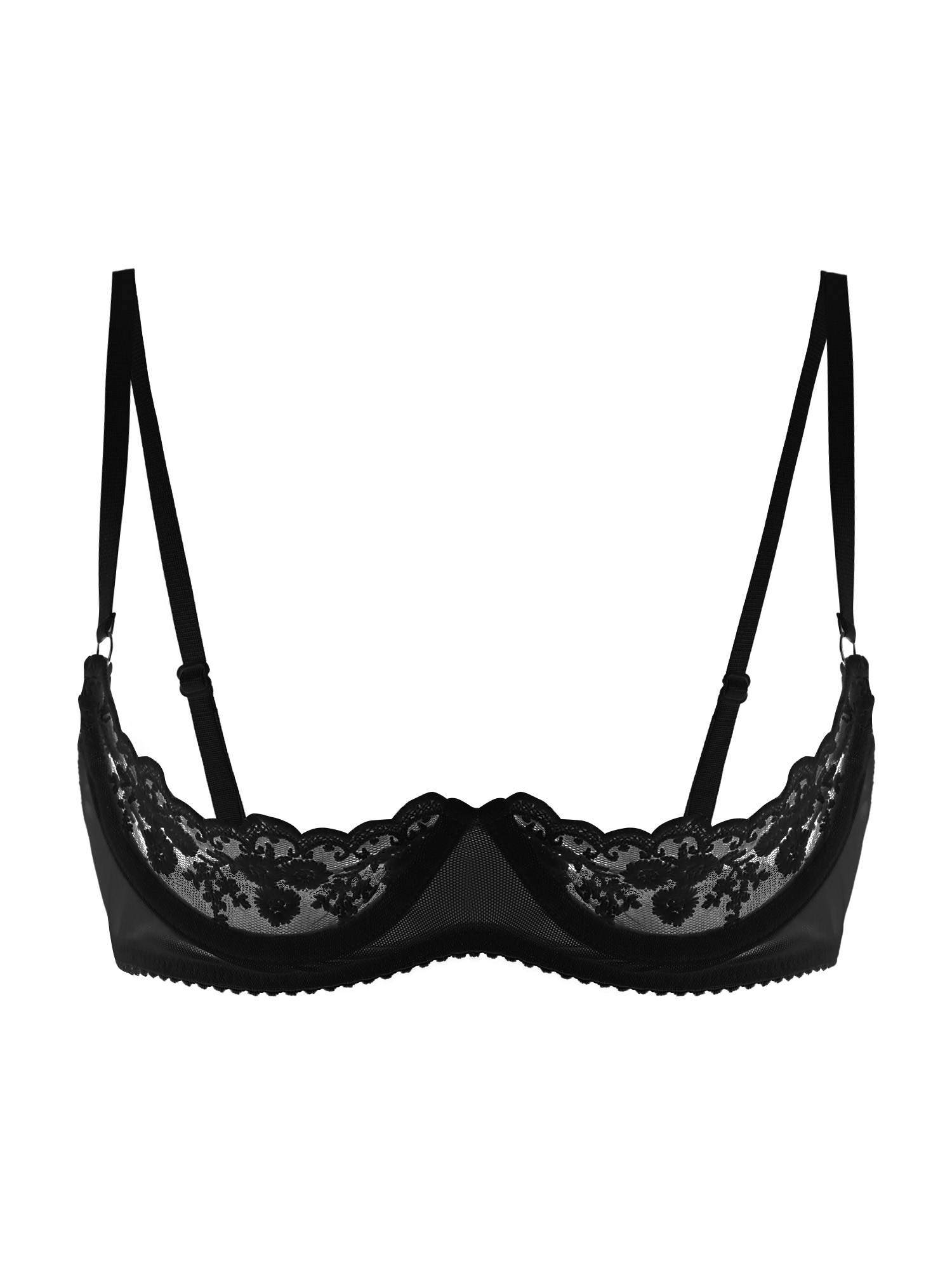 Sheer Bra Lace - Soutien-gorge sexy à bonnets ouverts pour