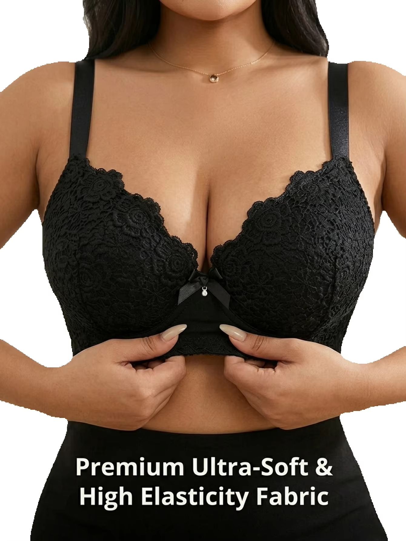 Plunge Bra Push Up - Soutien-gorge push-up floral grande taille pour