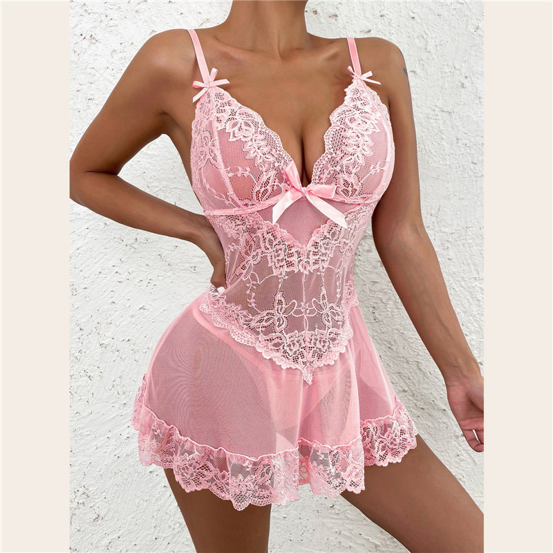 Sheer Mesh Bra - Robe de nuit sexy en dentelle