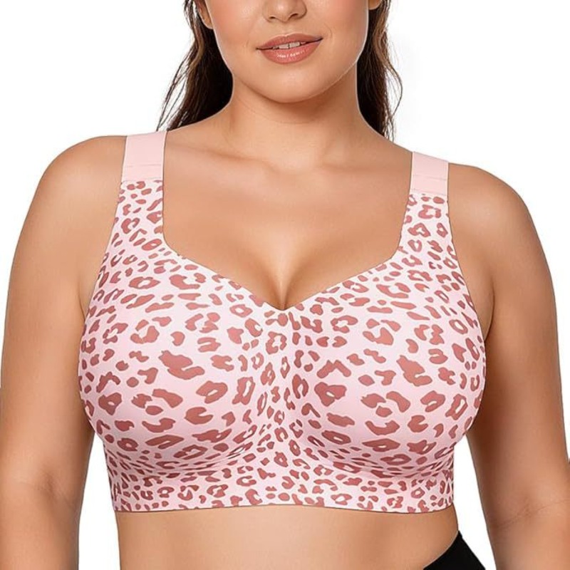 Minimizer Bra Women - Soutiens-gorge Léopard Jelly sans armatures, push-up,