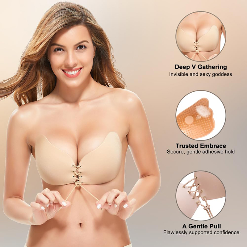 Plunge Bra Push Up - 1/2 paires femmes été dos nu