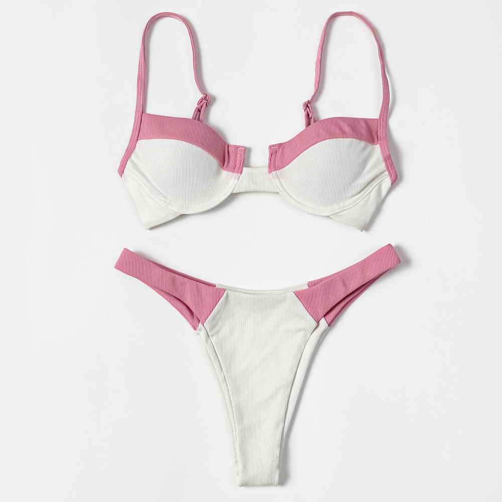 Underwire Bra Padded - ZTVitality côtelé épissage Sexy Bikini 2022